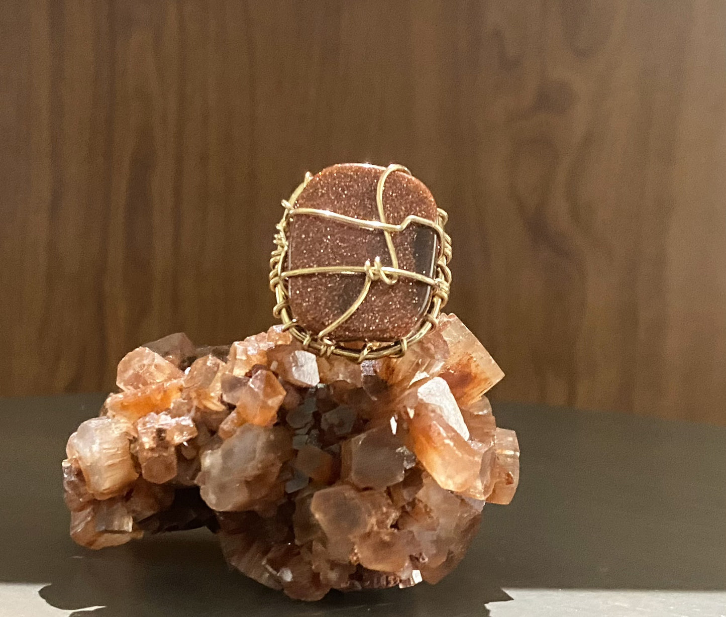 BRONZE+GOLDSTONE RING