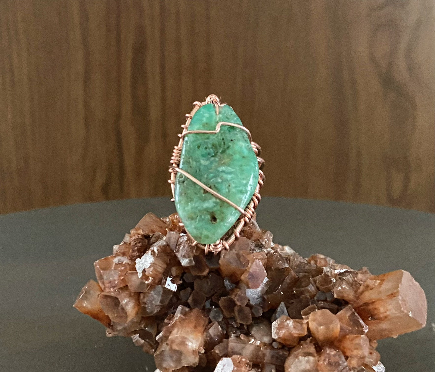 COPPER+CHRYSOPRASE RING