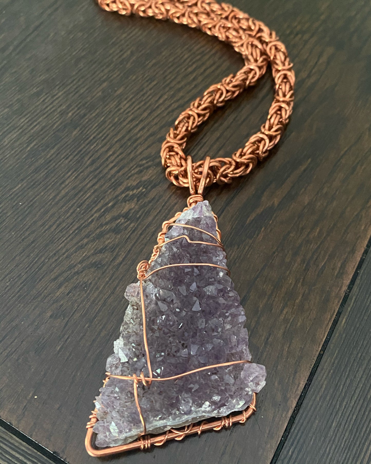 COPPER+AMETHYST BYZANTINE NECKLACE