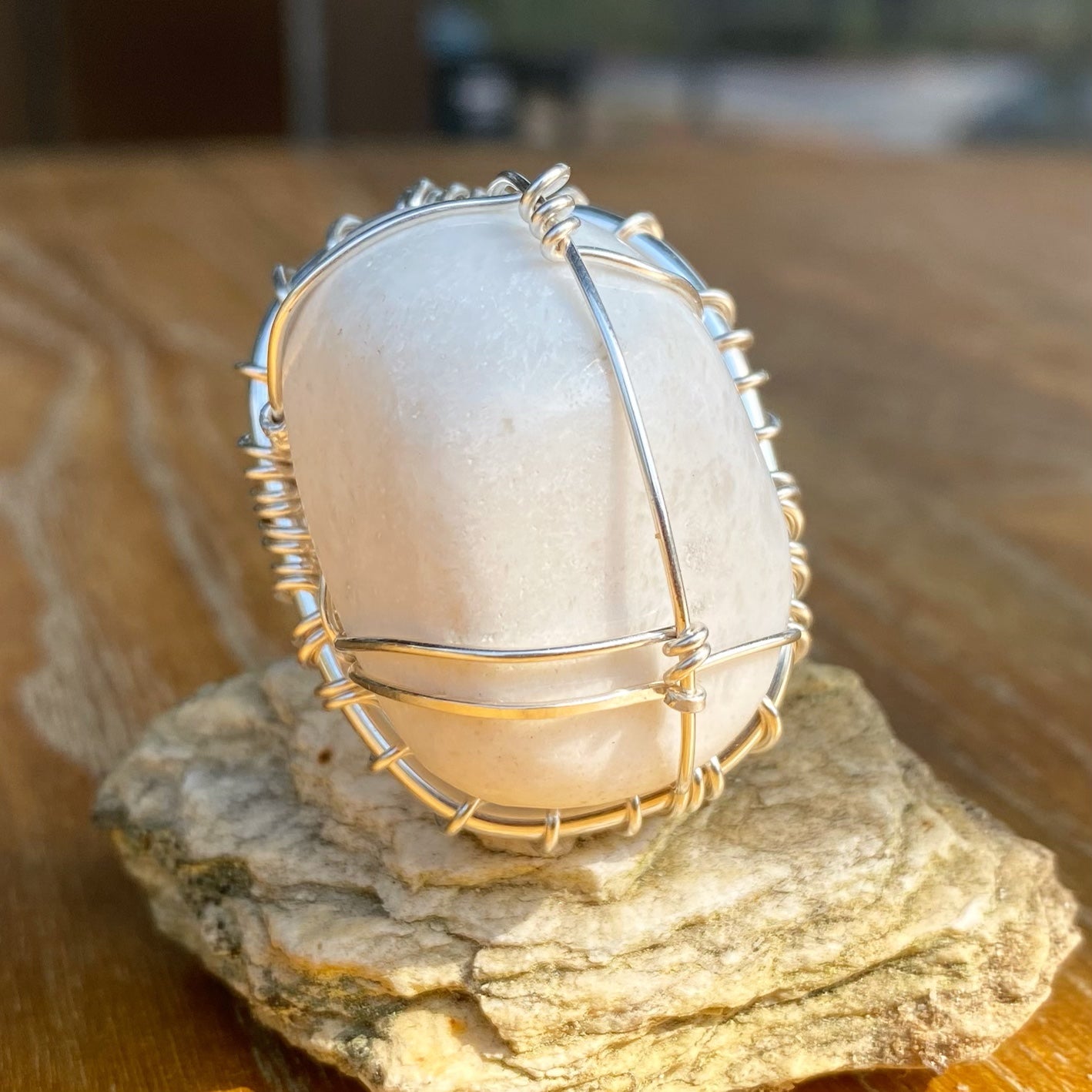 SILVER+SCOLECITE RING