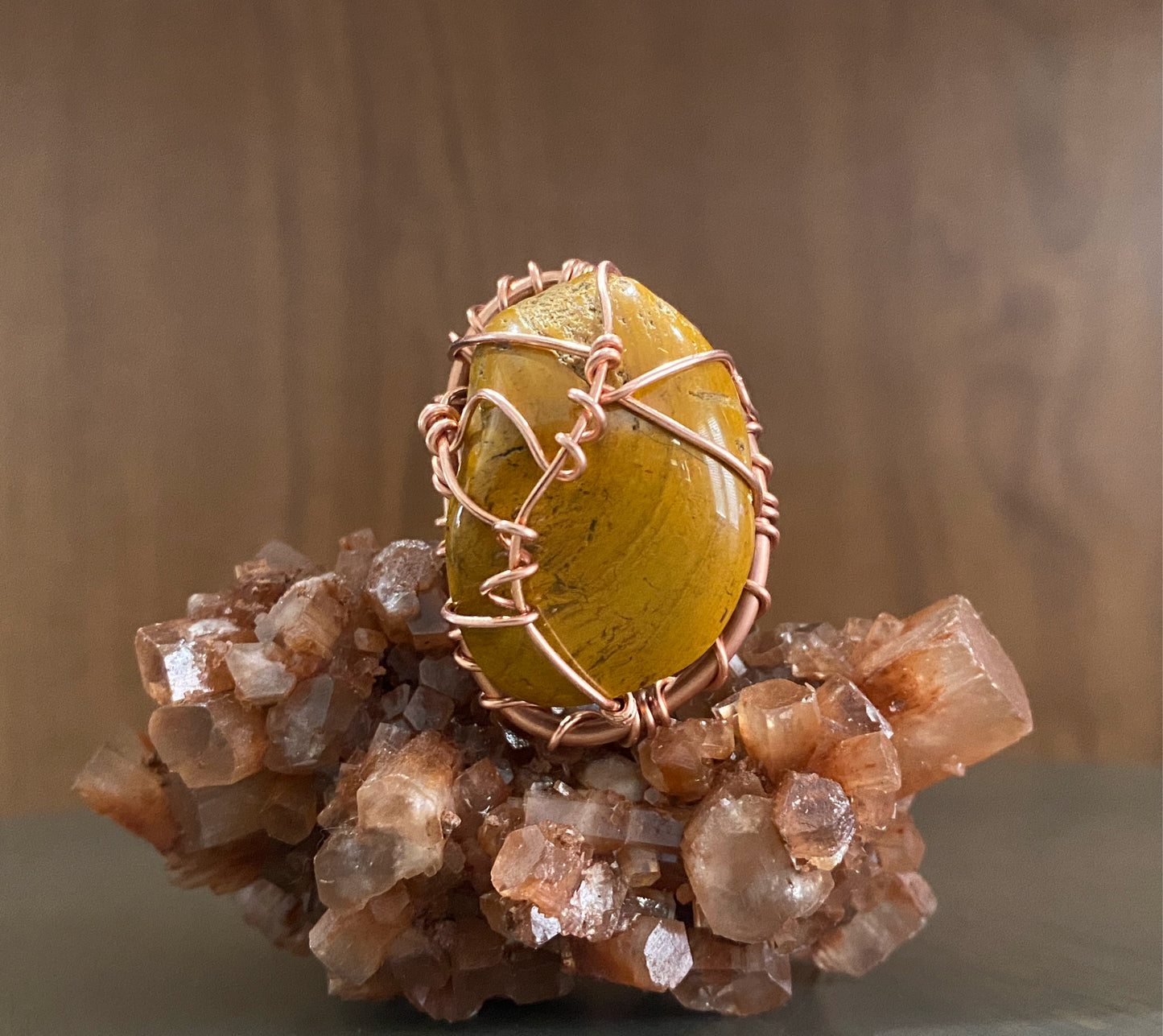 “MAJESTIC” COPPER+YELLOW JASPER RING