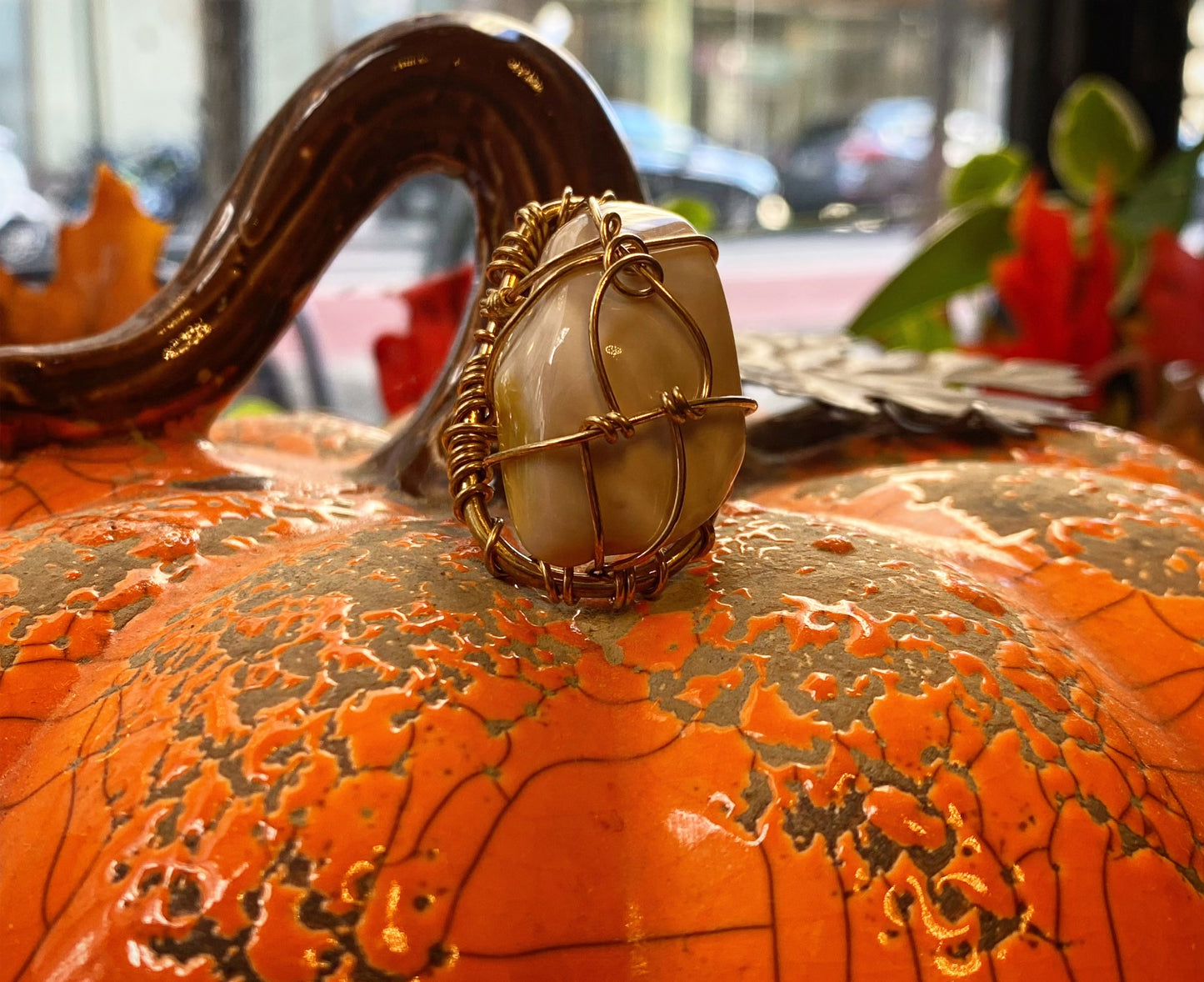 ✨SMOOTH,CREAMY & WARM✨BRONZE+WHITE JASPER RING