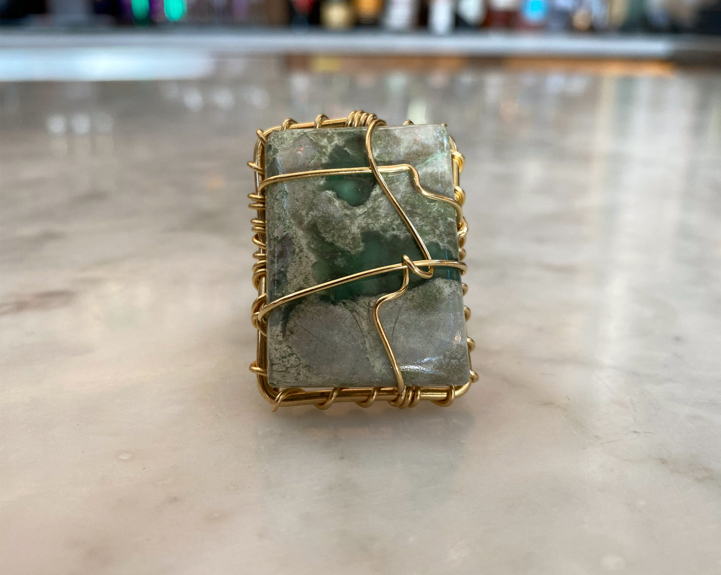 BRONZE+GREEN JASPER RING