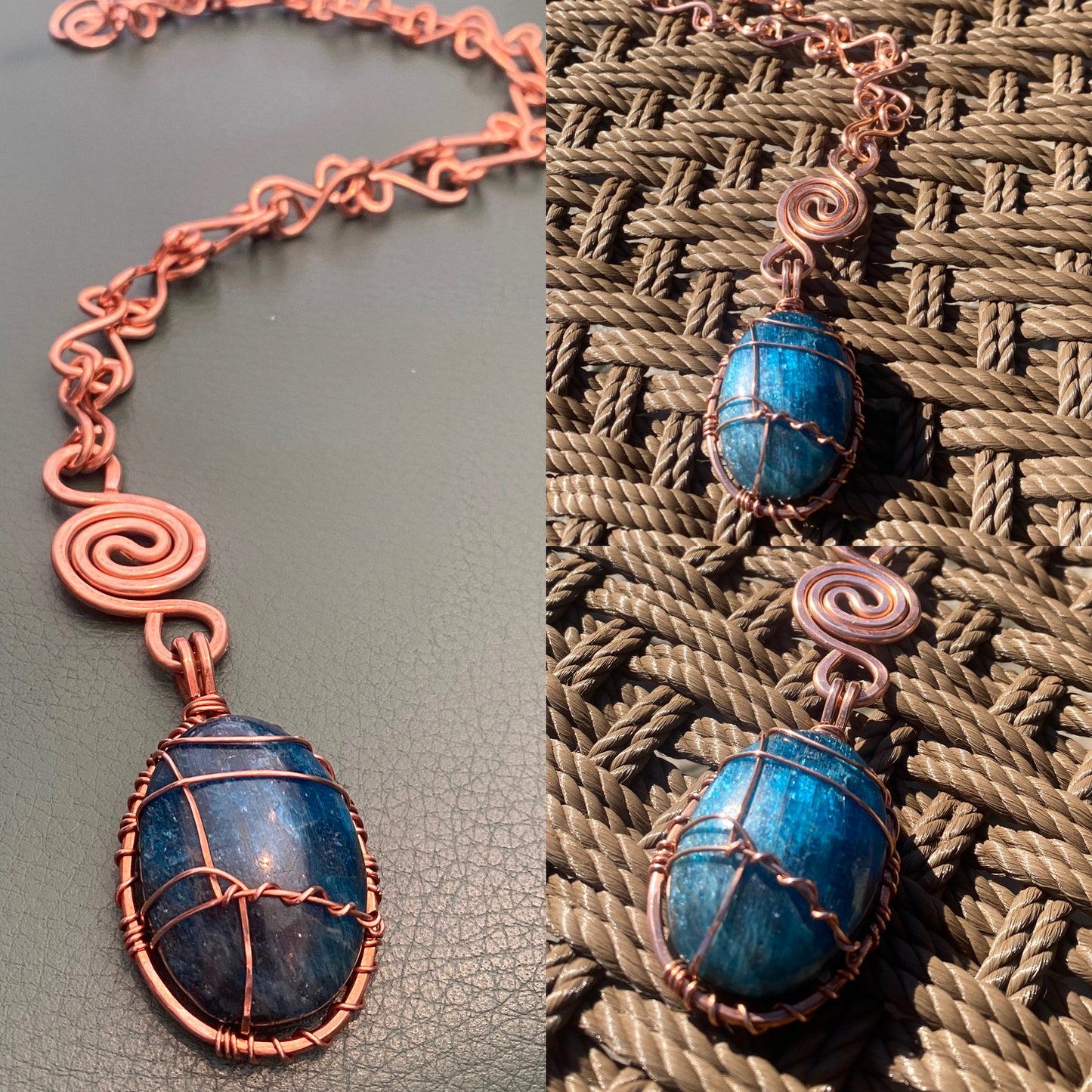 COPPER+APATITE VORTEX S-LINK NECKLACE
