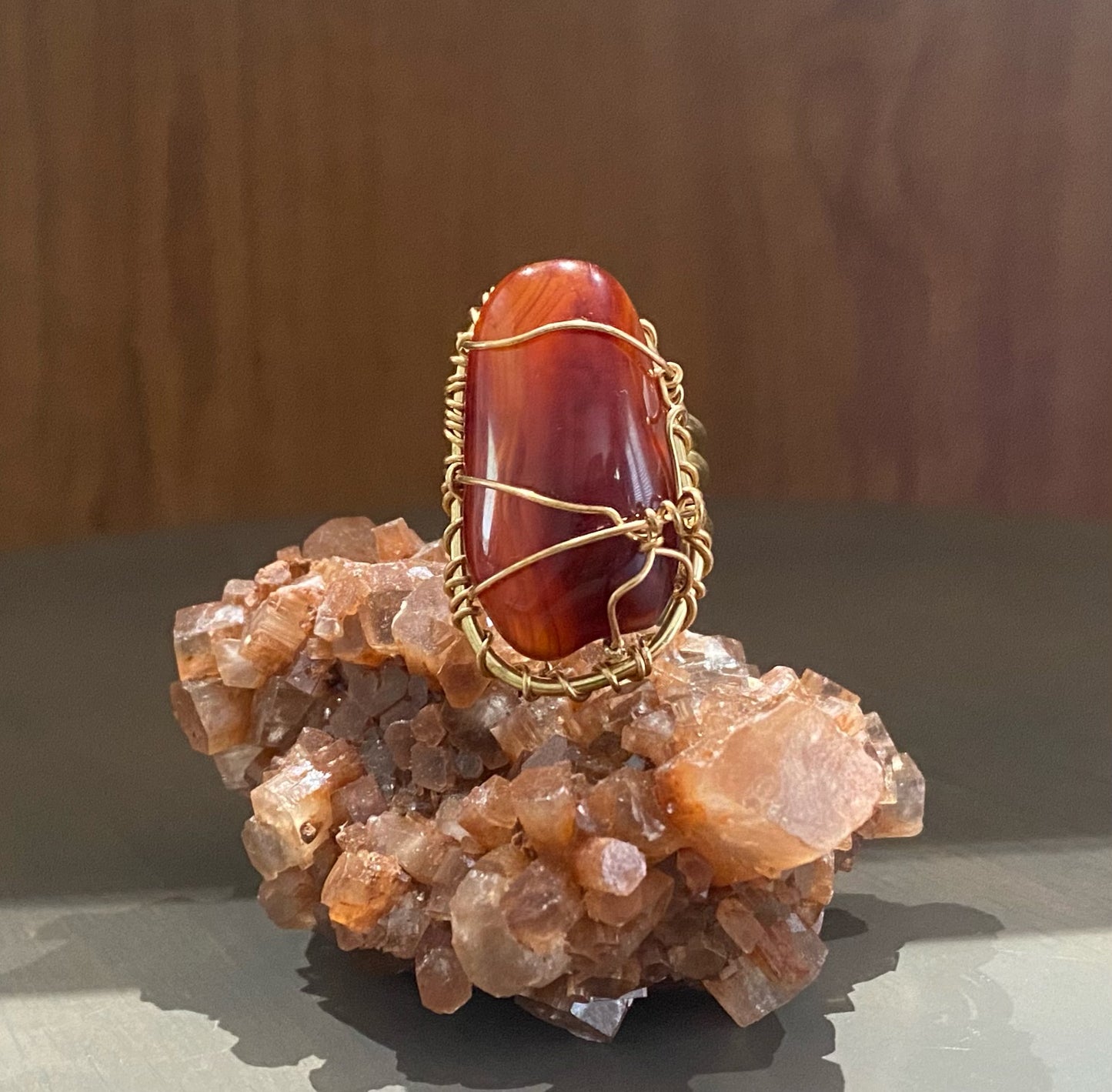 BRONZE+CARNELIAN RING