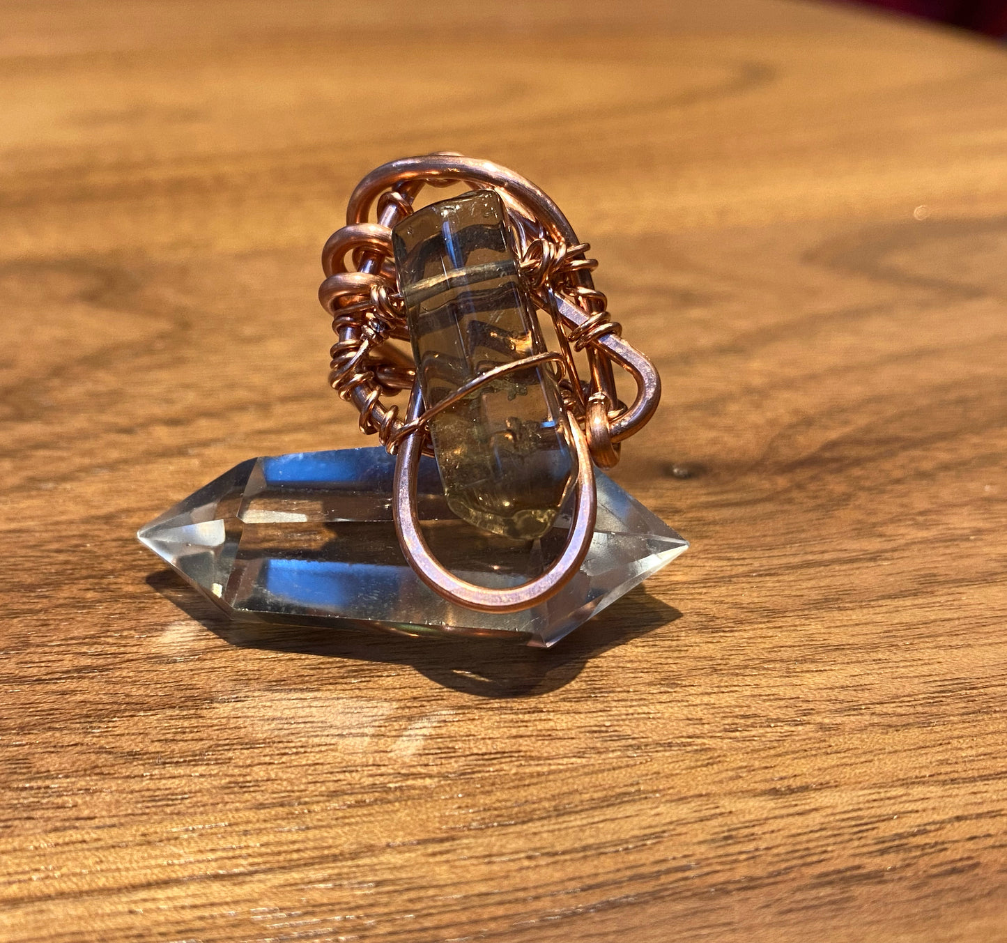 COPPER+SMOKEY QUARTZ RING