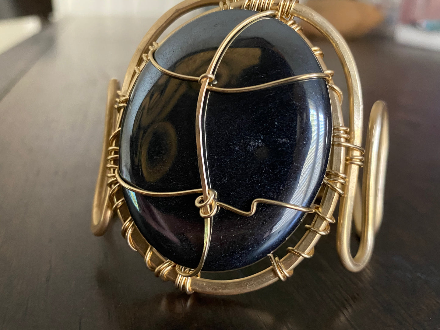 BRONZE+HEMATITE WAVE CUFF BRACELET