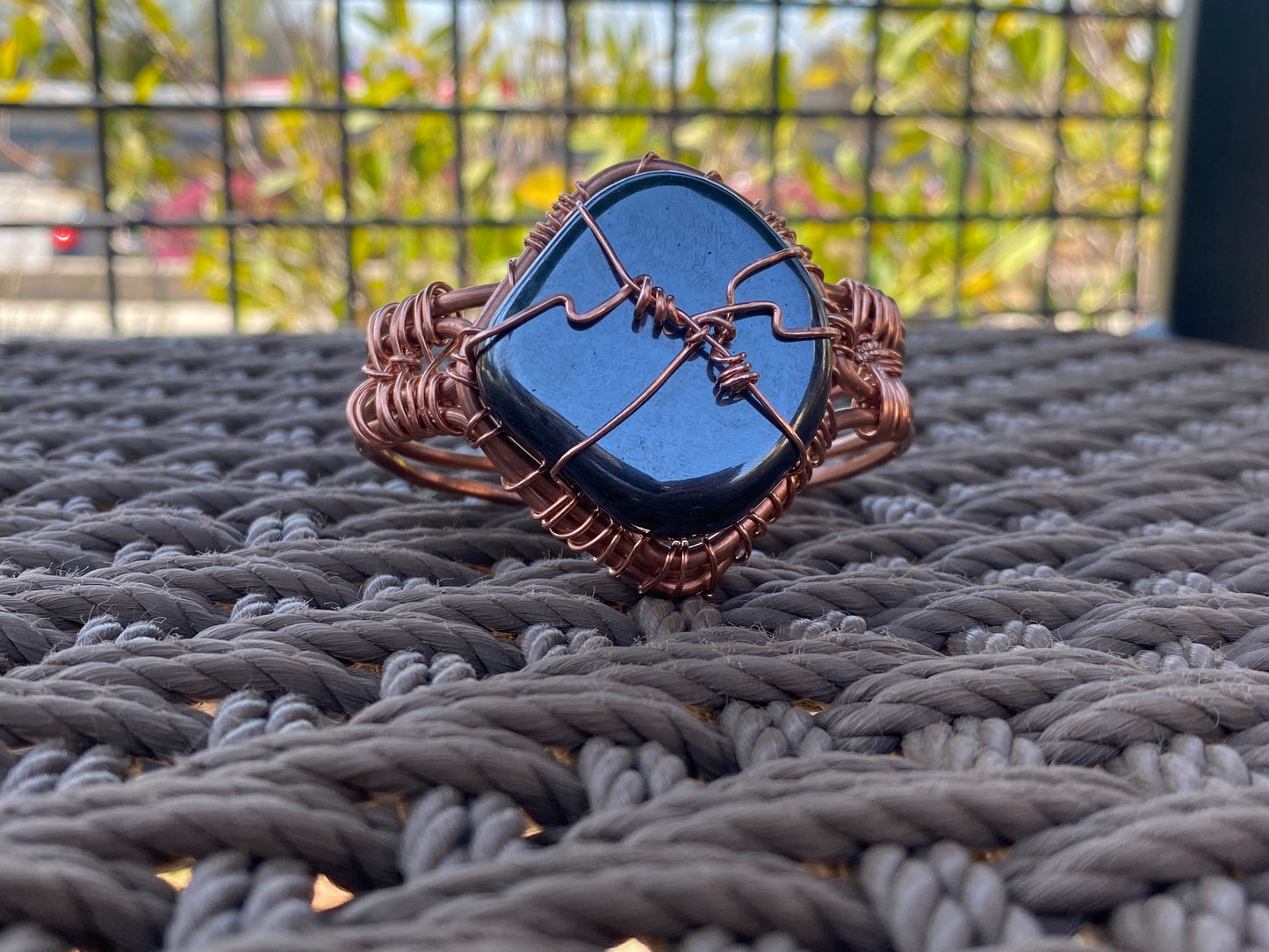 THICK COPPER+MAGNETIC HEMATITE CUFF BRACELET