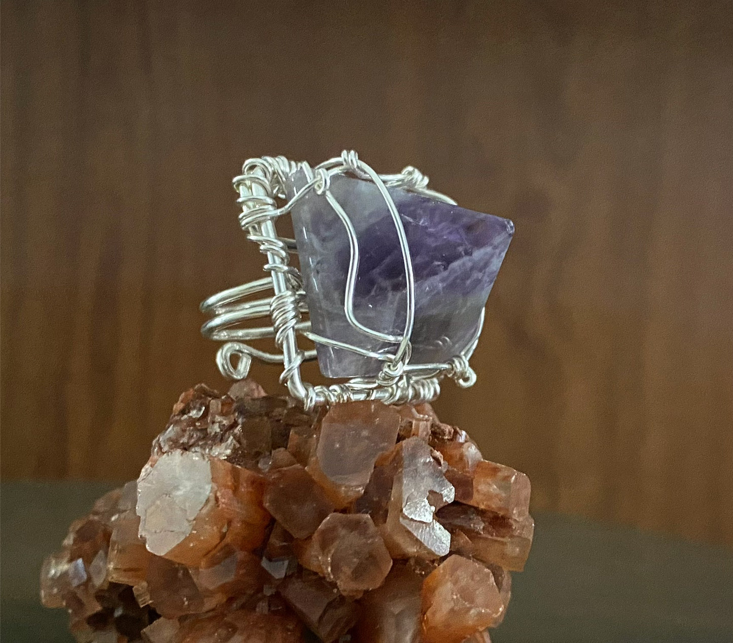 SILVER+AMETHYST PYRAMID RING