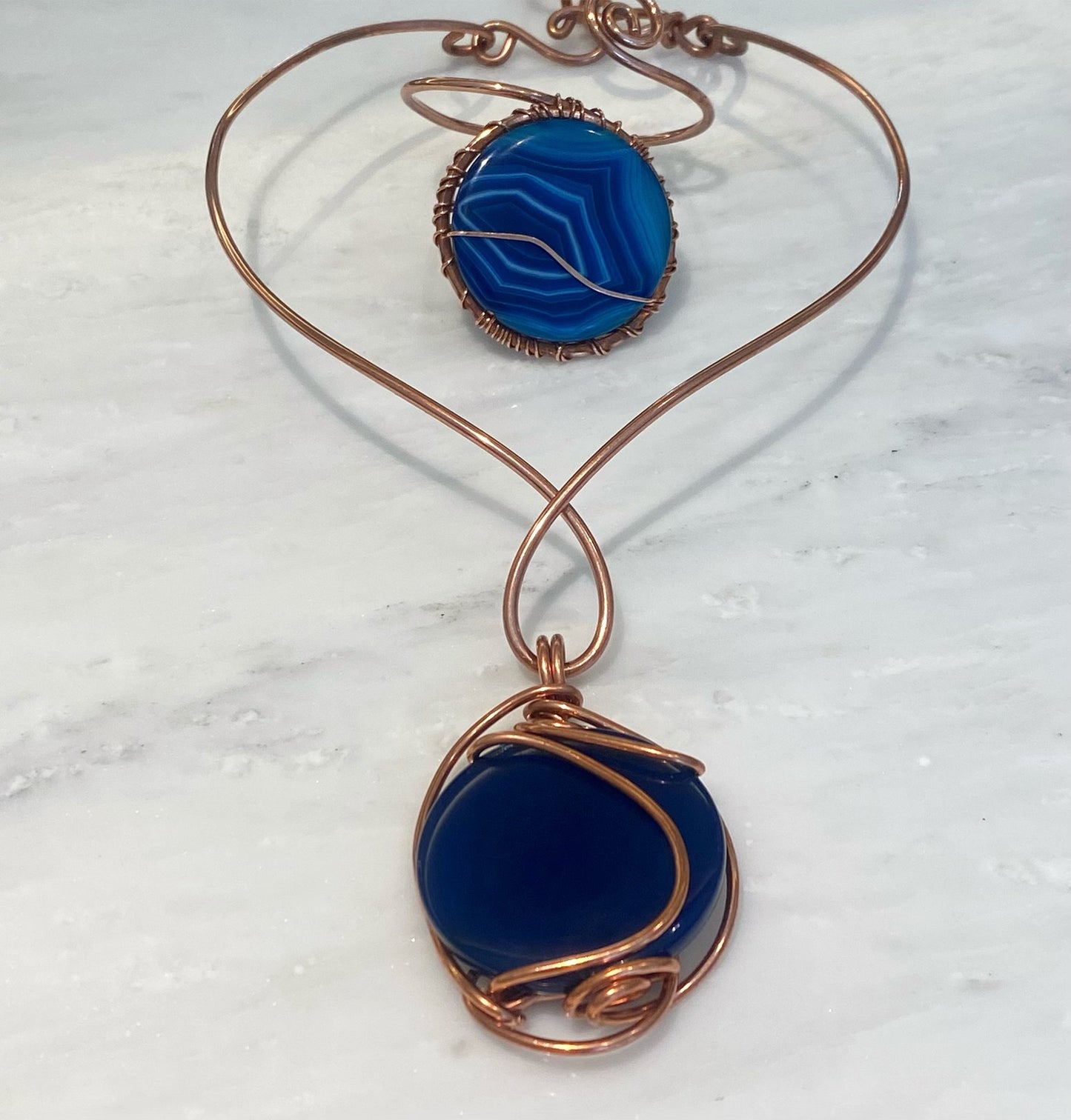 COPPER+BLUE AGATE CHOKER NECKLACE