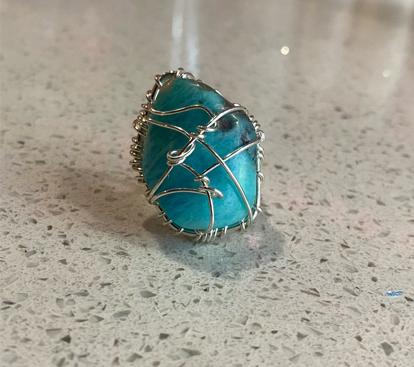 SILVER+AMAZONITE RING