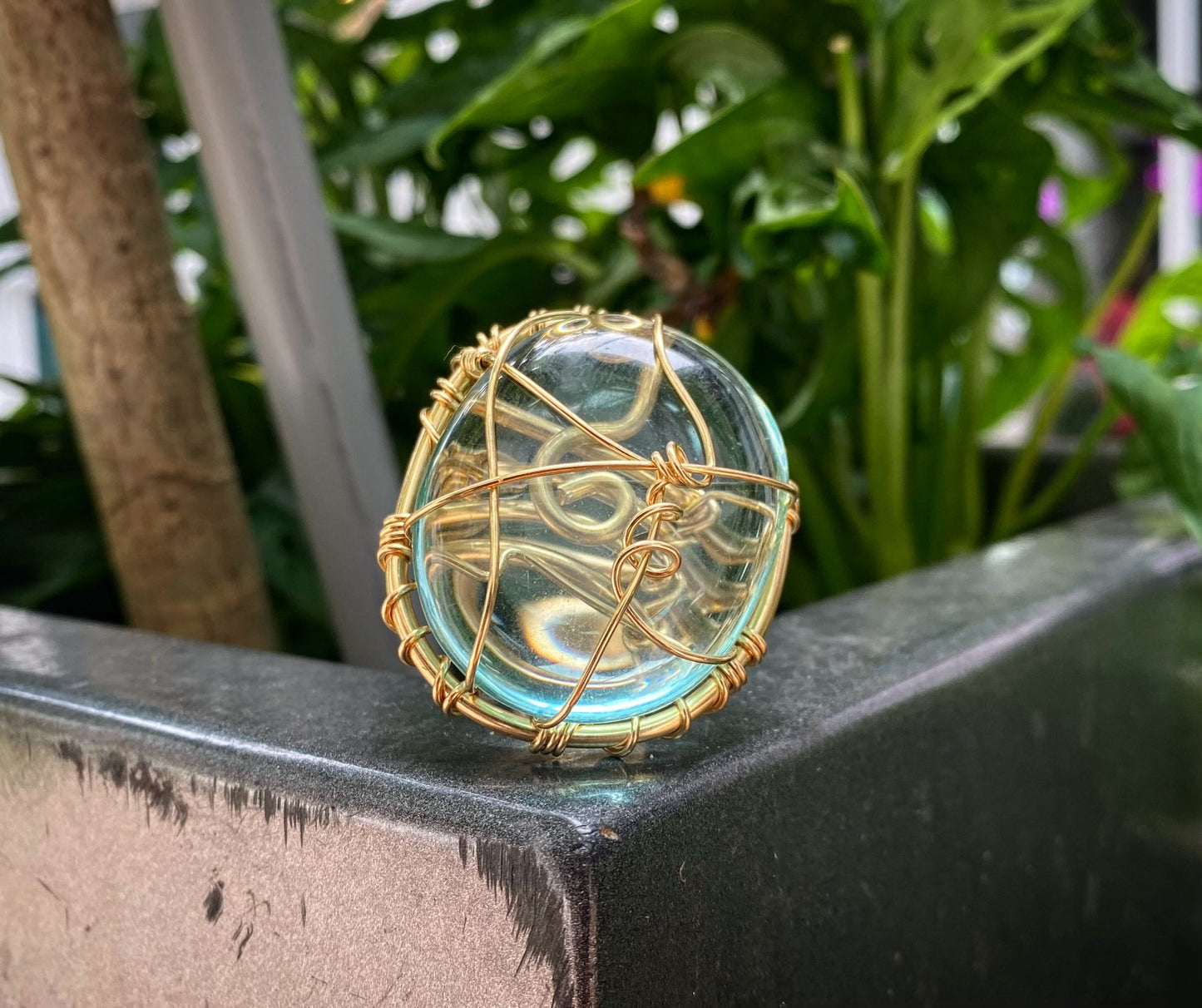 CHUNKY BRONZE+BLUE OBSIDIAN RING