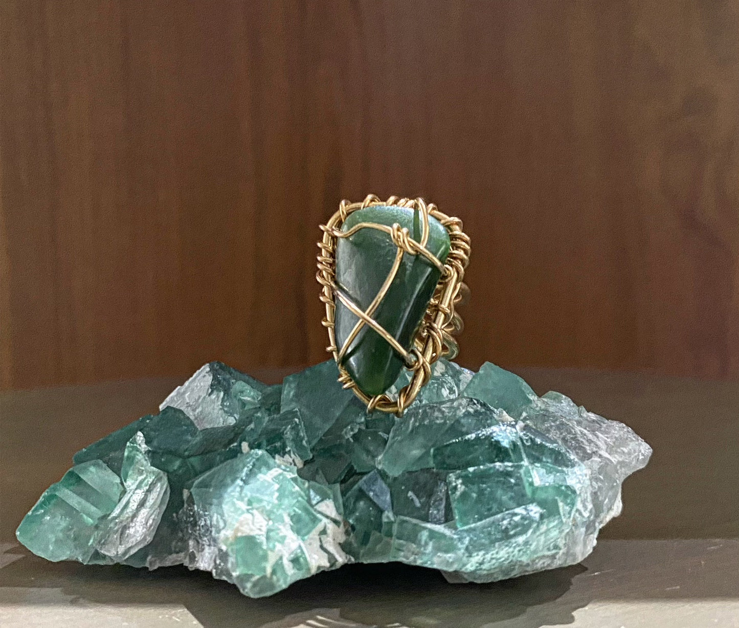 BRONZE+JADE RING
