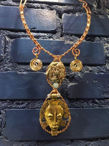 COPPER/BRONZE+ PYRITE NECKLACE
