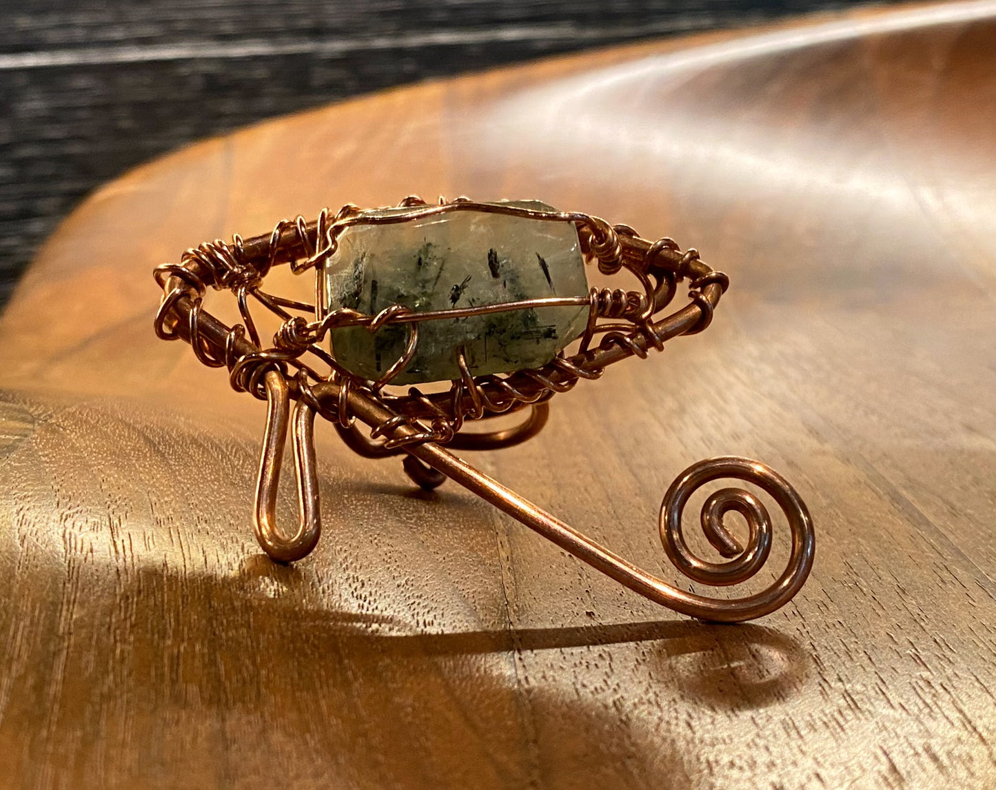 BRONZE+PREHNITE EYE OF HERU RING