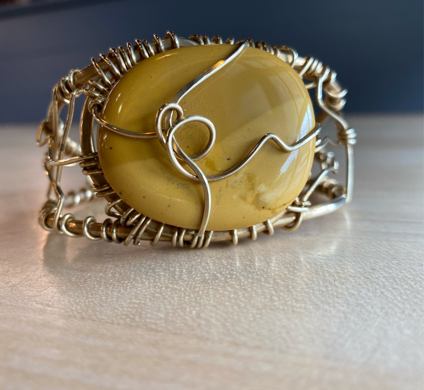 BRONZE+YELLOW MOOKITE JASPER CUFF BRACELET