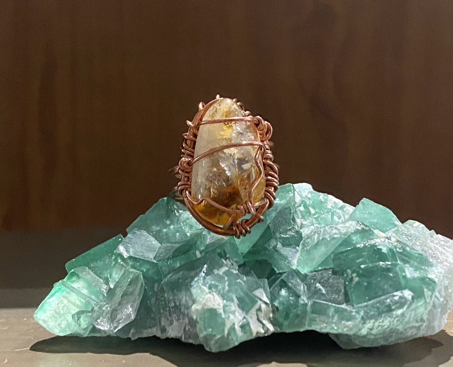 COPPER+CITRINE RING