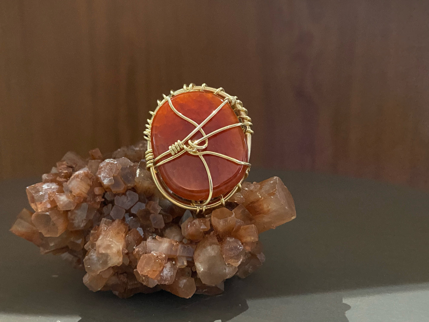 BRONZE+CARNELIAN RING