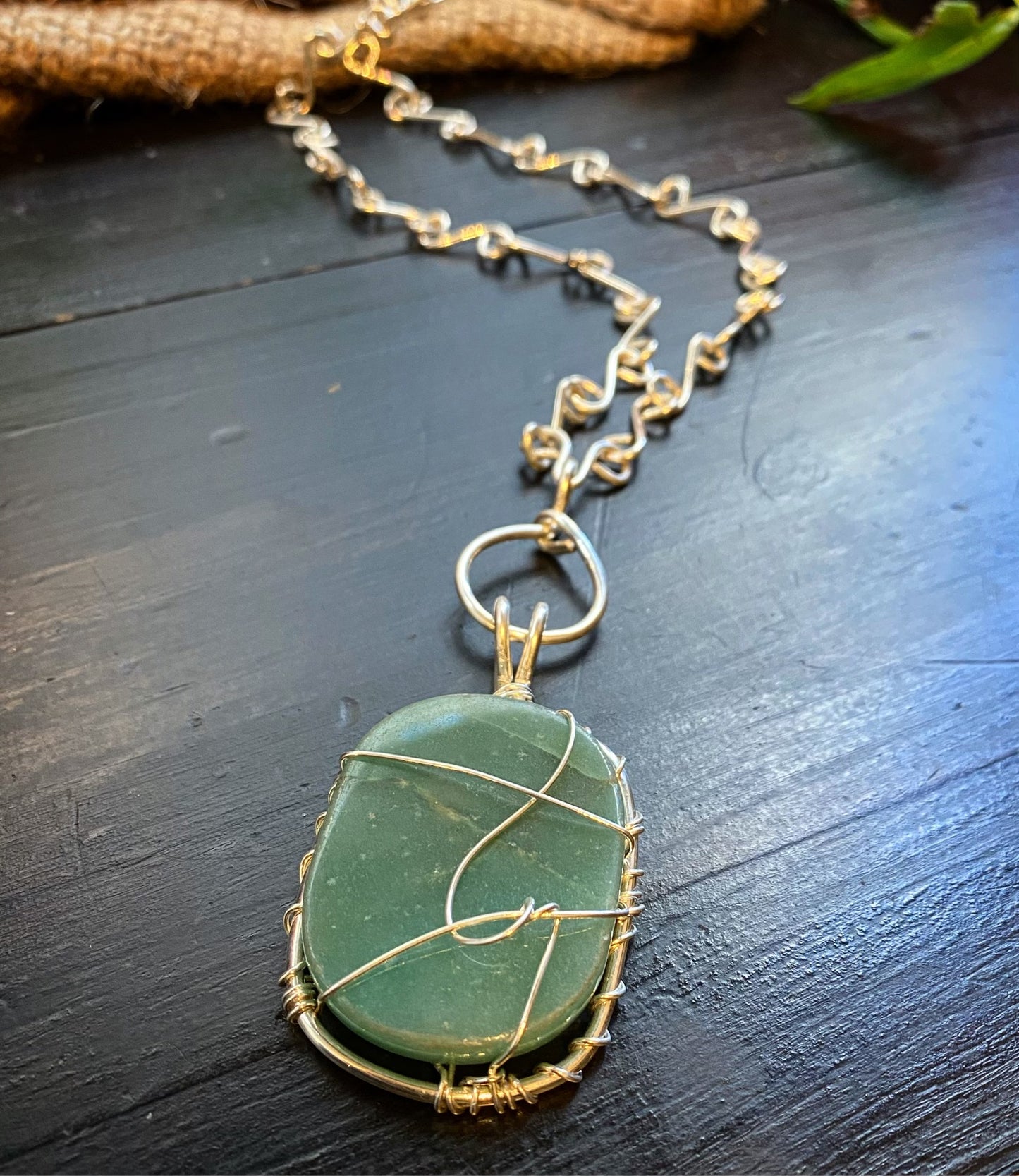 SILVER+AVENTURINE S-LINK NECKLACE