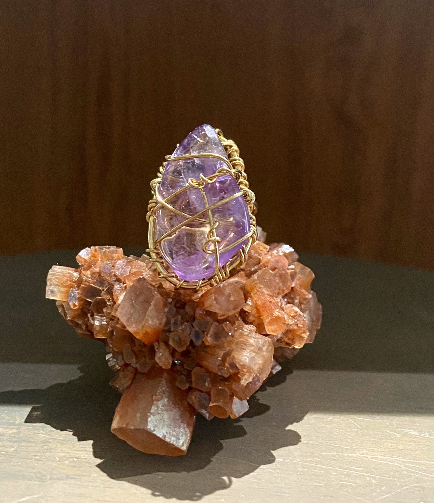 BRONZE+AMETHYST RING