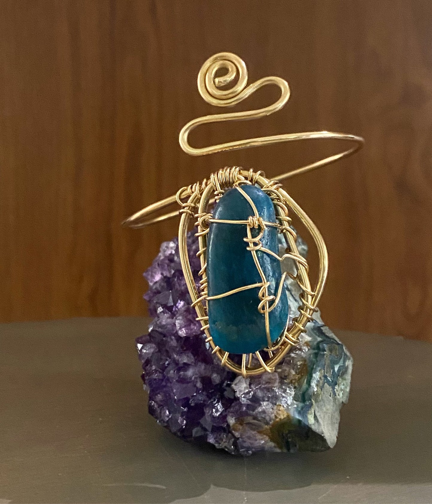 BRONZE+APATITE SWIRL WRAP BRACELET