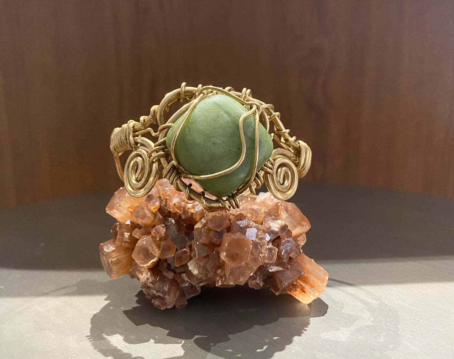 BRONZE+JADE TWIN VORTEX CUFF BRACELET
