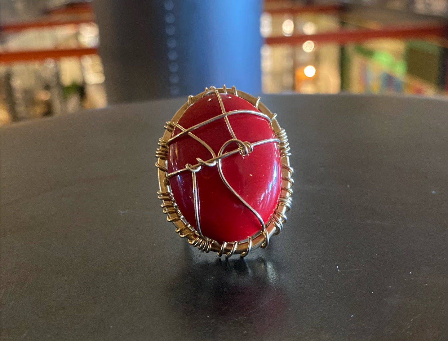 BRONZE+ENHANCED RED JASPER RING