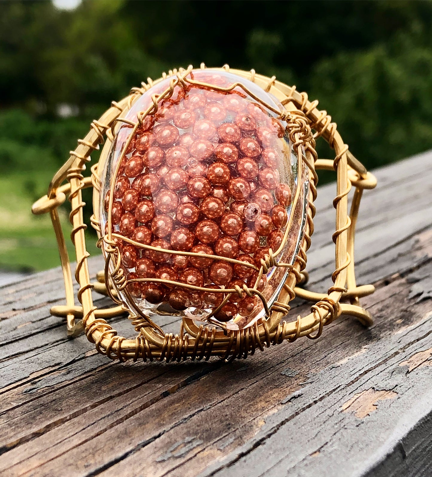 BRONZE+ORGONITE HALFCUFF BRACELET