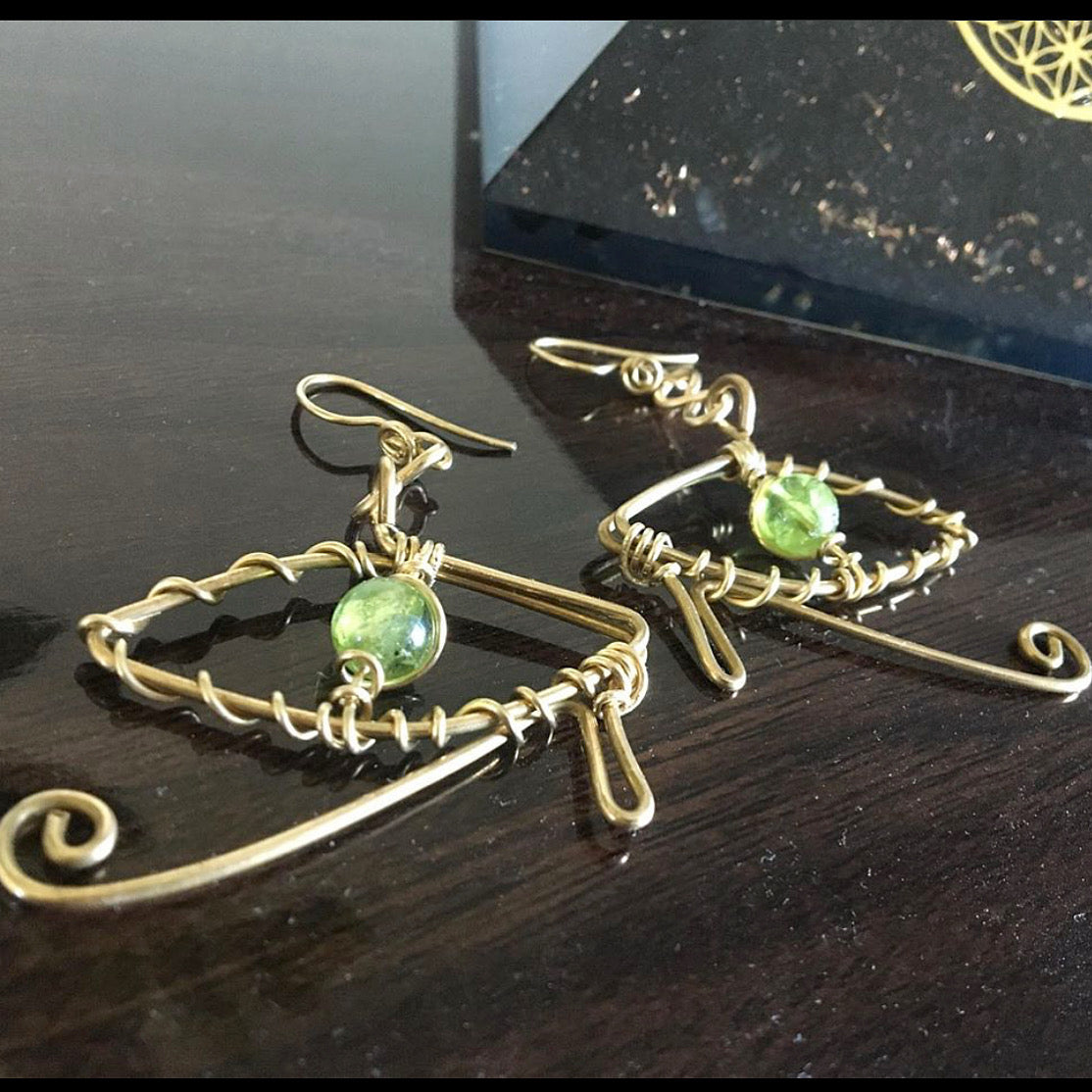 BRONZE+PERIDOT "WEALTH" EARRINGS