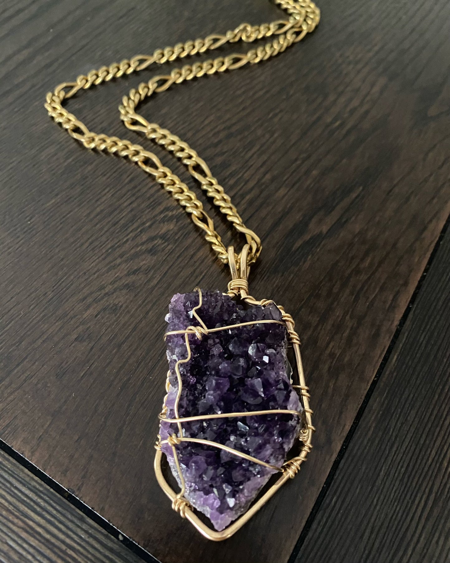 BRONZE+AMETHYST FIGARO NECKLACE