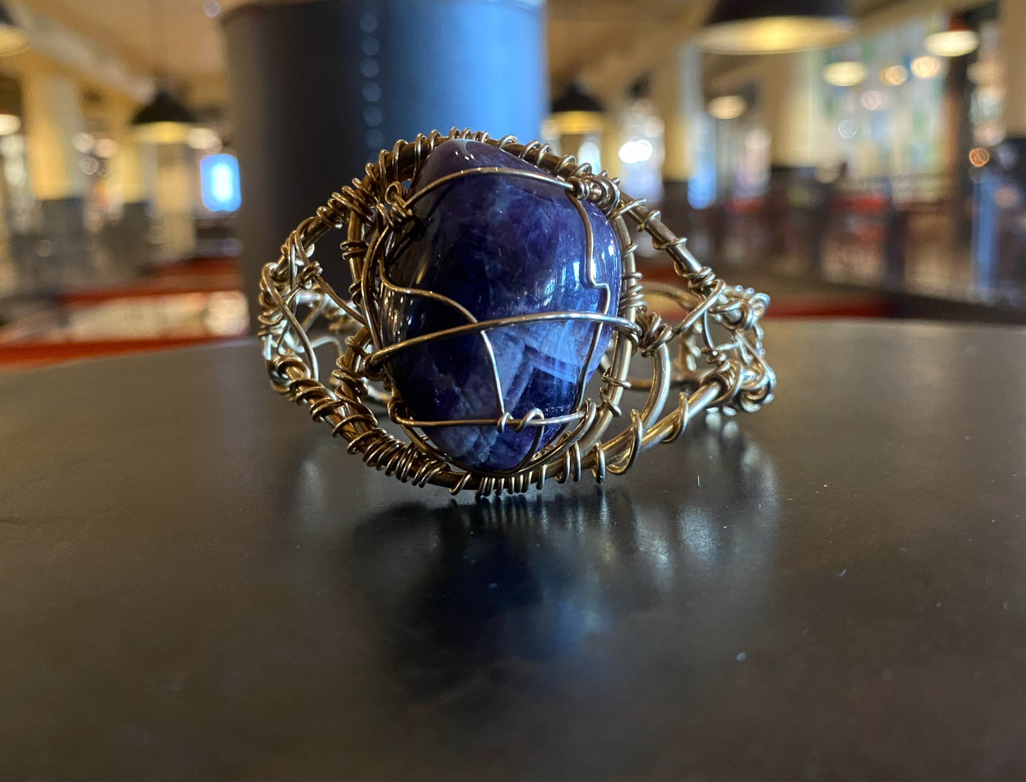 BRONZE+AMETHYST “MAJESTIC” CUFF BRACELET
