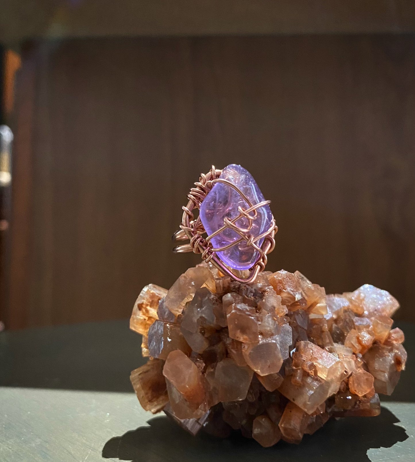 COPPER+AMETHYST RING