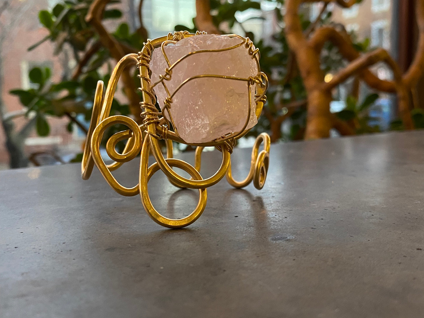 BRONZE+ROSE QUARTZ BRACELET