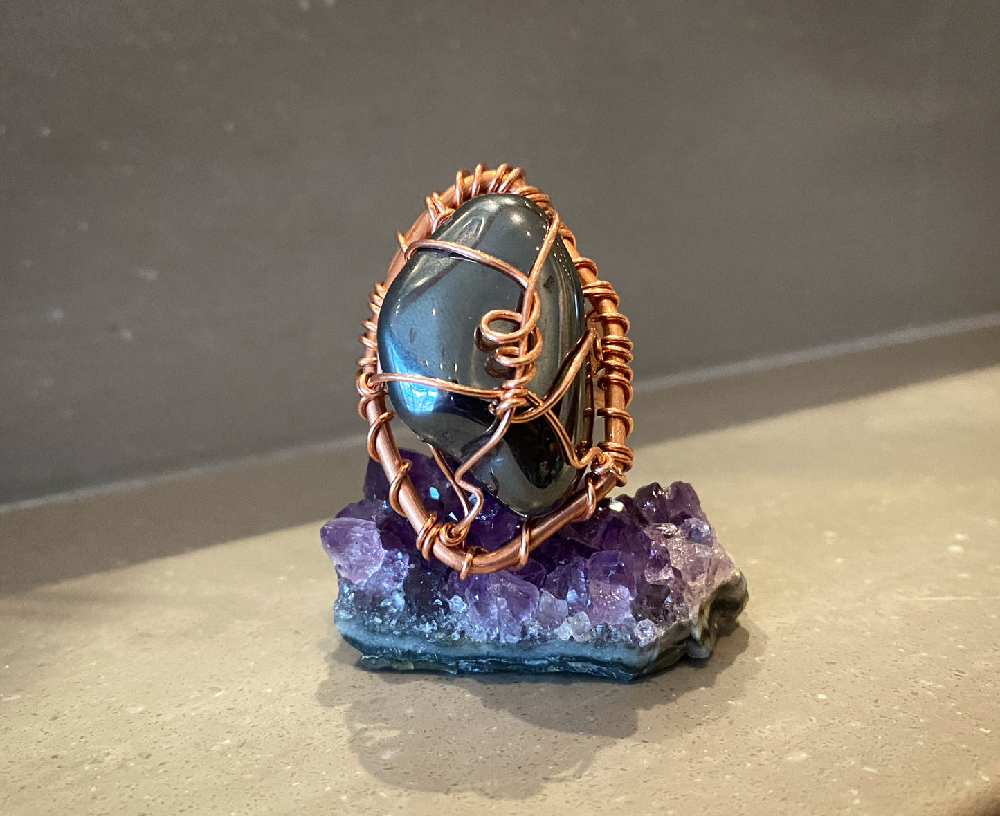 COPPER+HEMATITE RING