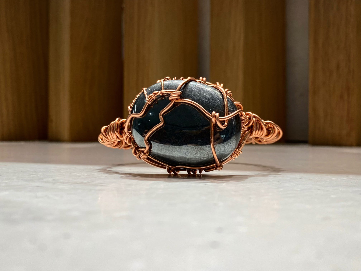 THICK COPPER+HEMATITE CUFF BRACELET