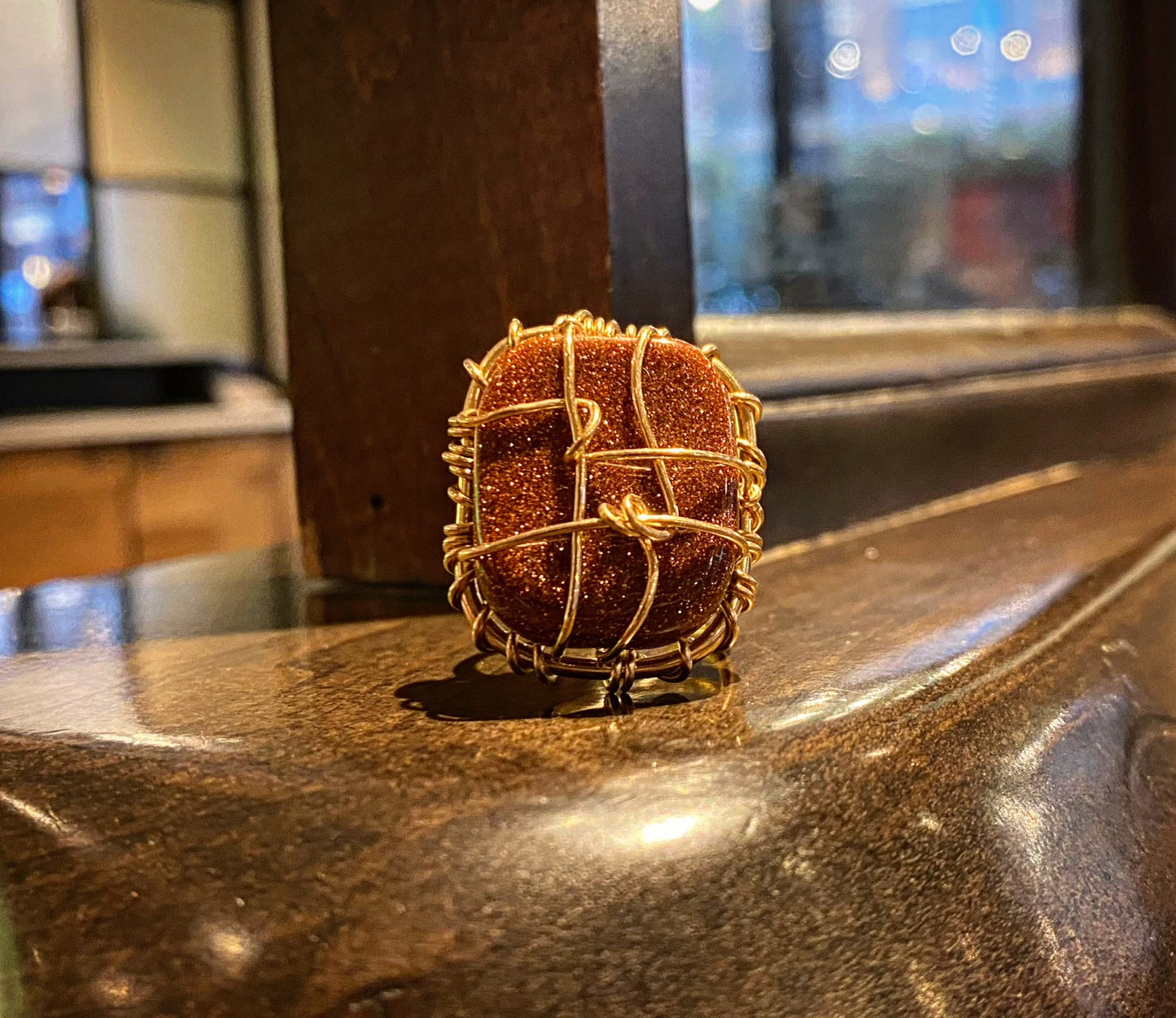 BRONZE+GOLDSTONE RING