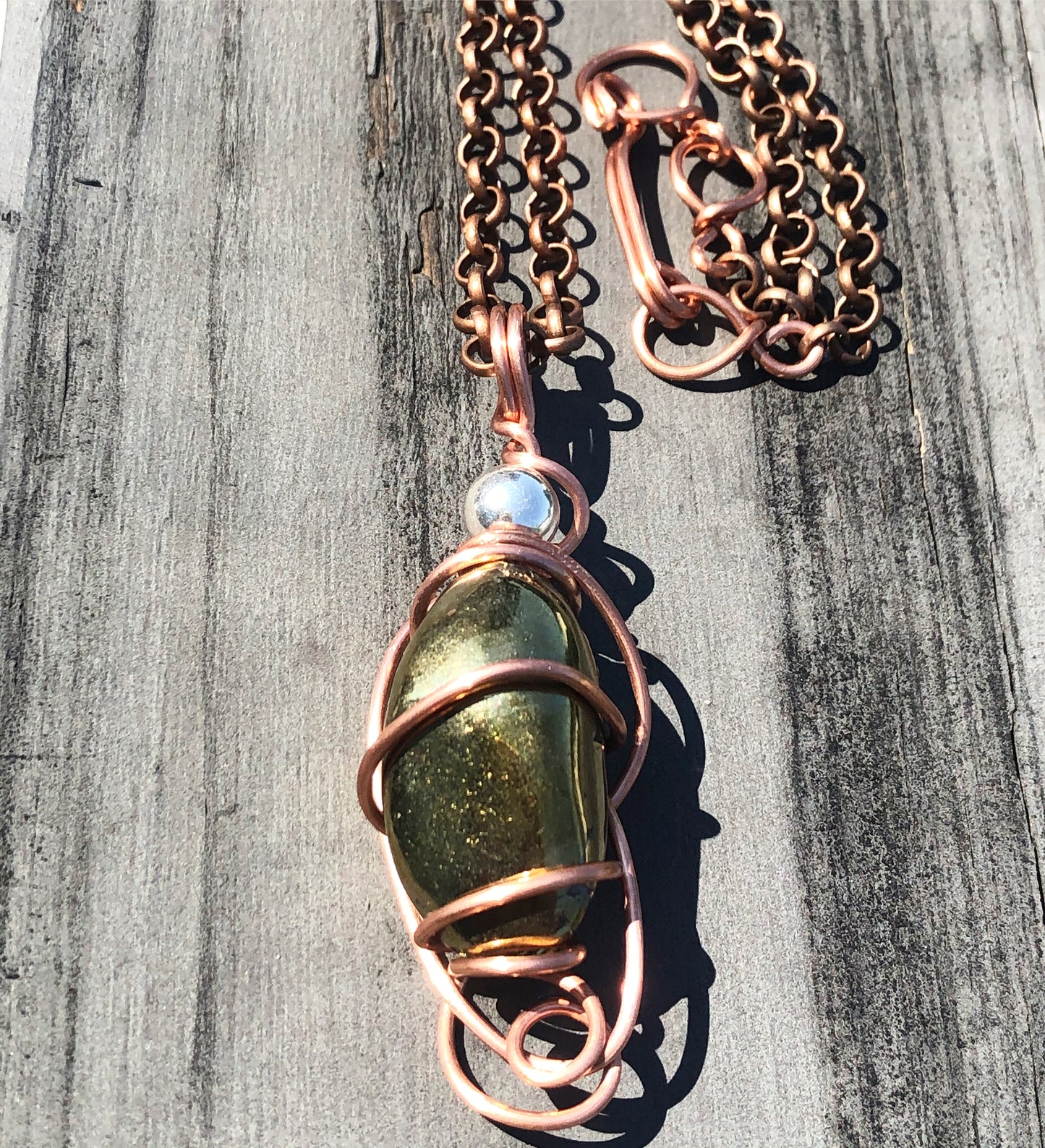 COPPER+CHALCOPYRITE+SILVER NECKLACE