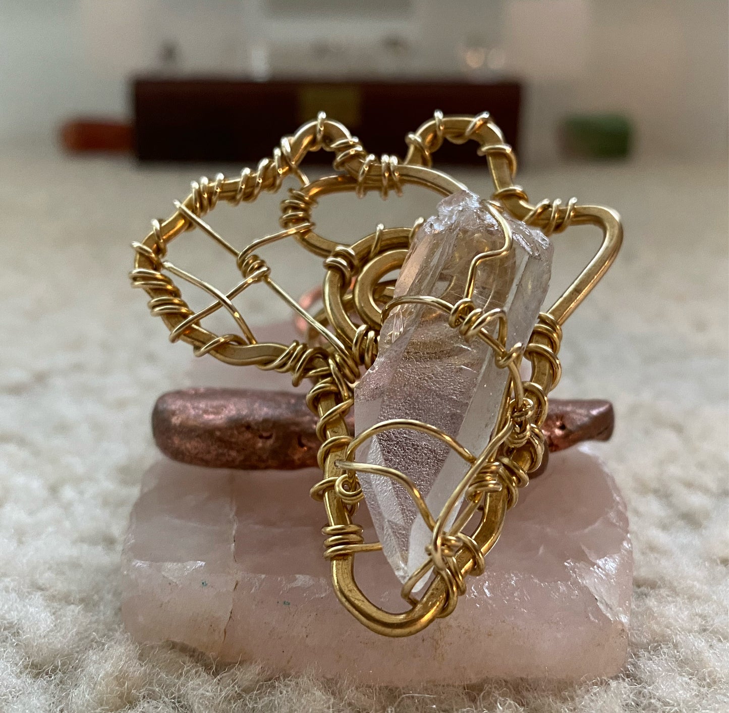 "ALKEBULAN" BRONZE+QUARTZ CRYSTAL RING