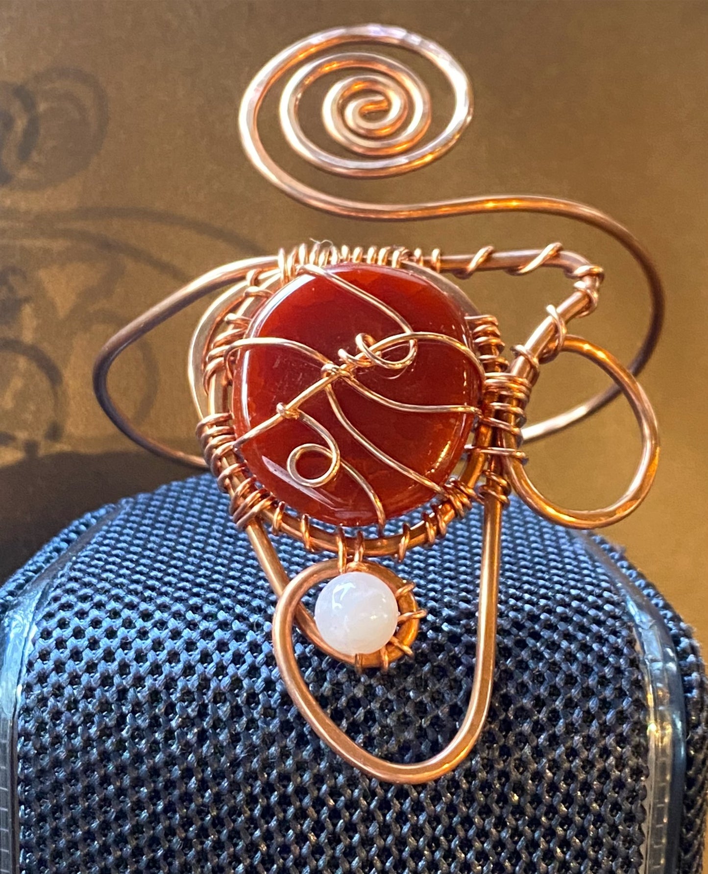 COPPER+CARNELIAN+ROSE QUARTZ VORTEX WRAP BRACELET