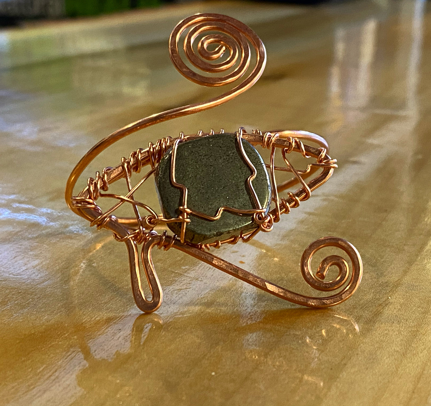 BRONZE+PYRITE SWIRL WRAP BRACELET