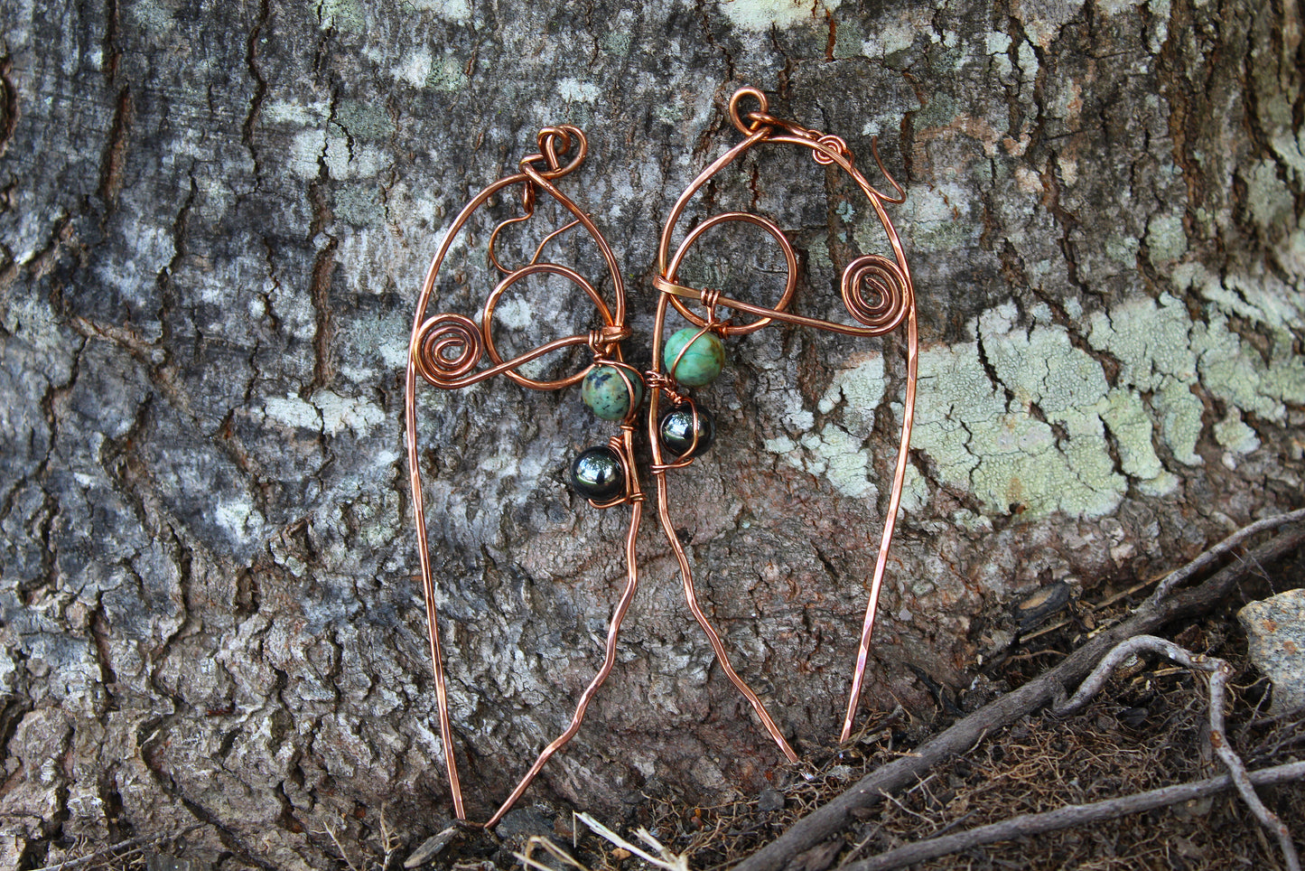 COPPER+TURQUOISE+ HEMATITE EARRINGS