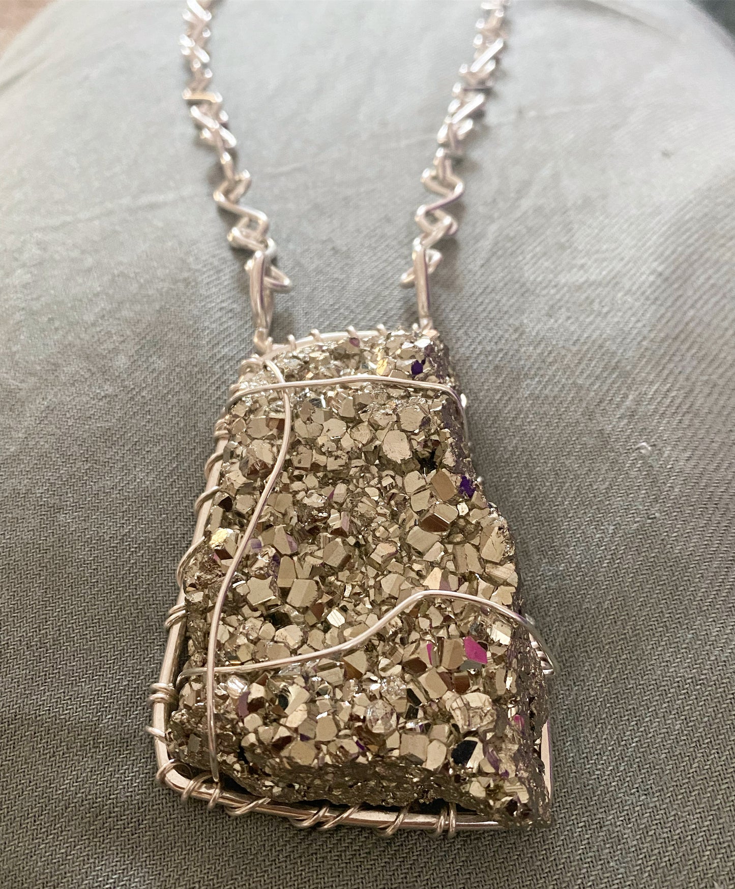 SILVER+PYRITE S-LINK NECKLACE