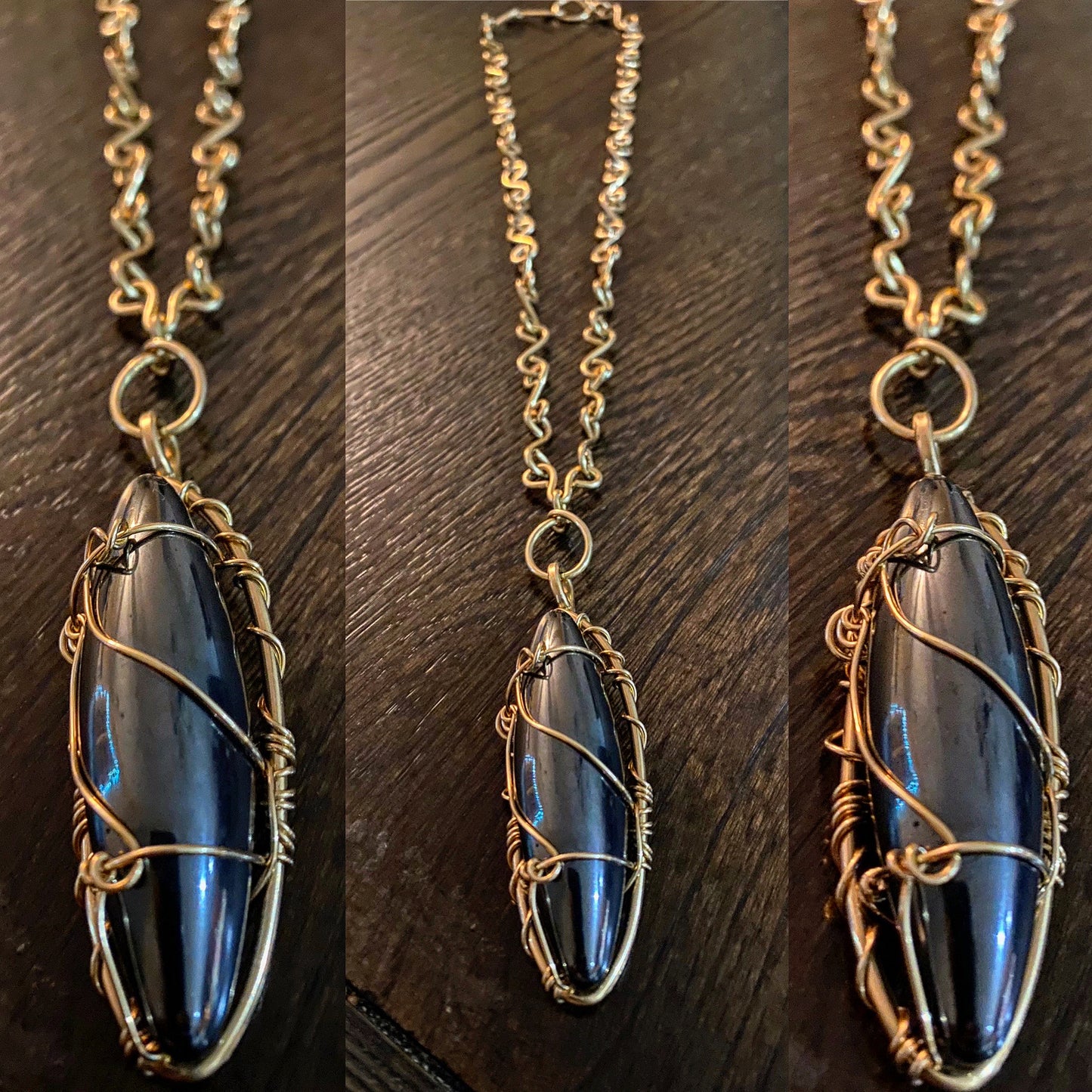 BRONZE+MAGNETIC HEMATITE S-LINK NECKLACE