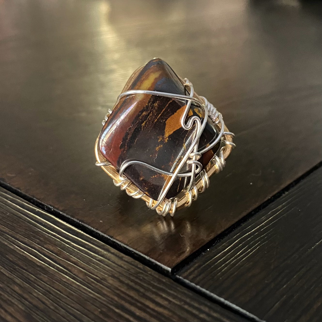 BRONZE+SILVER+MUGGLESTONE RING