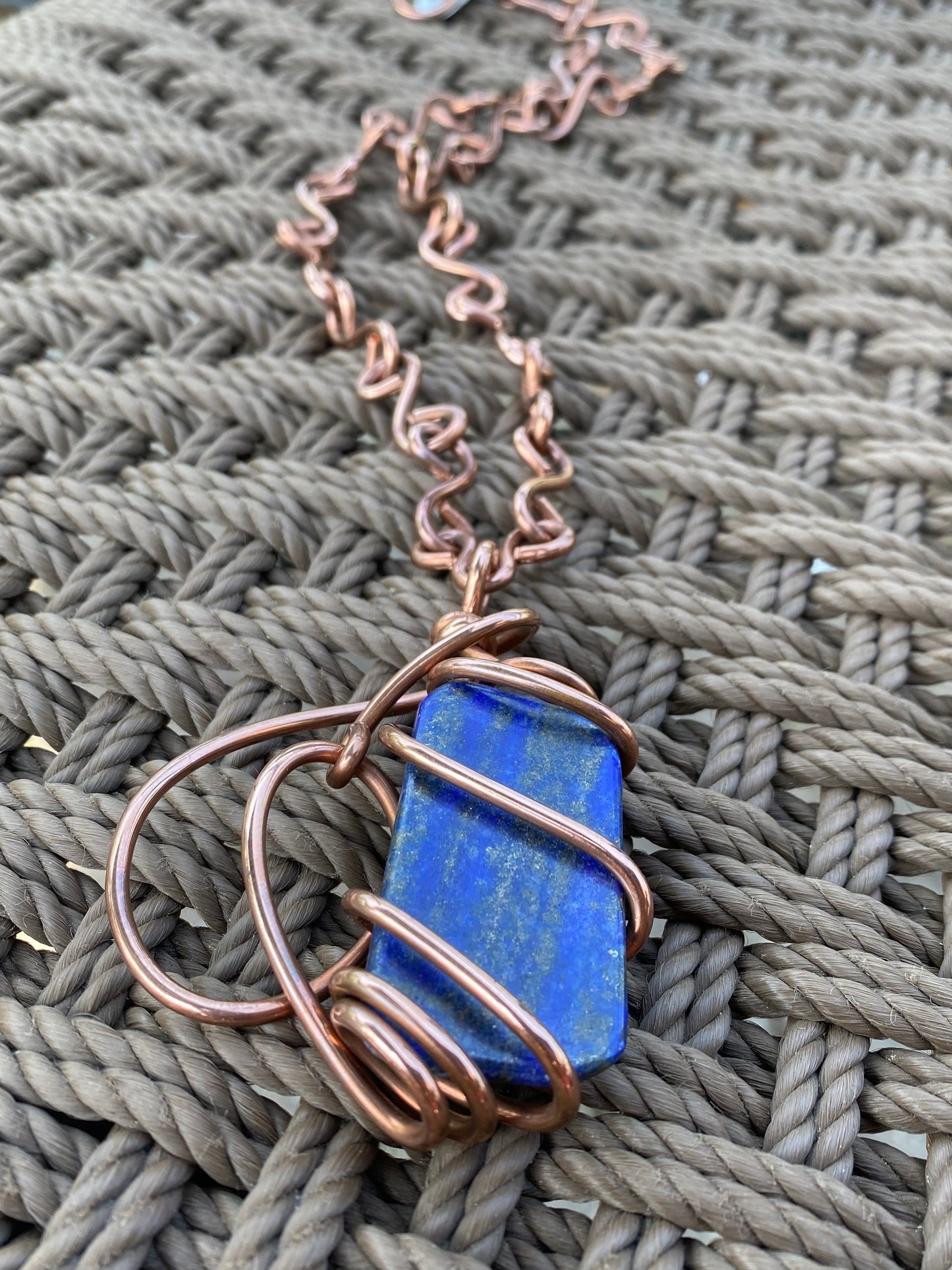 COPPER+LAPIS LAZULI S-LINK NECKLACE