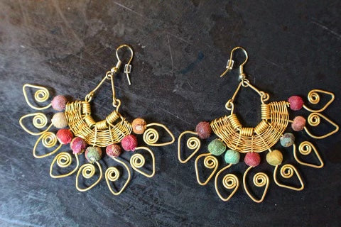 ✨INTRICATE✨BRASS+PRESSED FABRIC EARRINGS