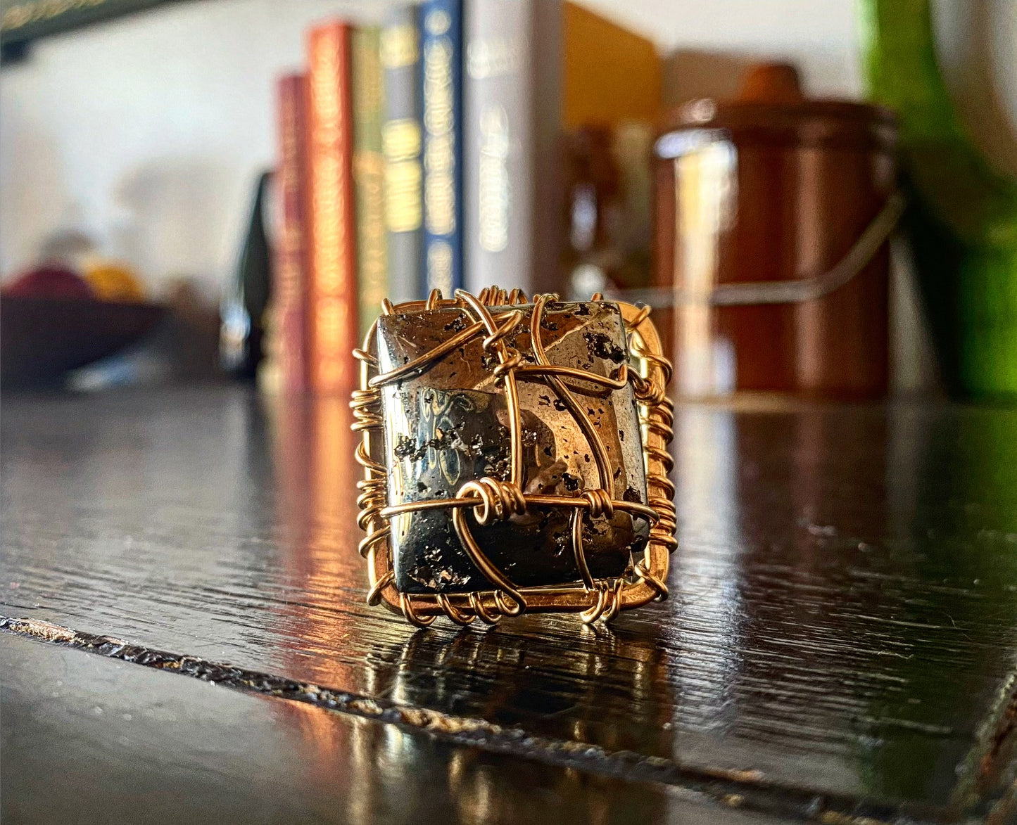 BRONZE+PYRITE RING