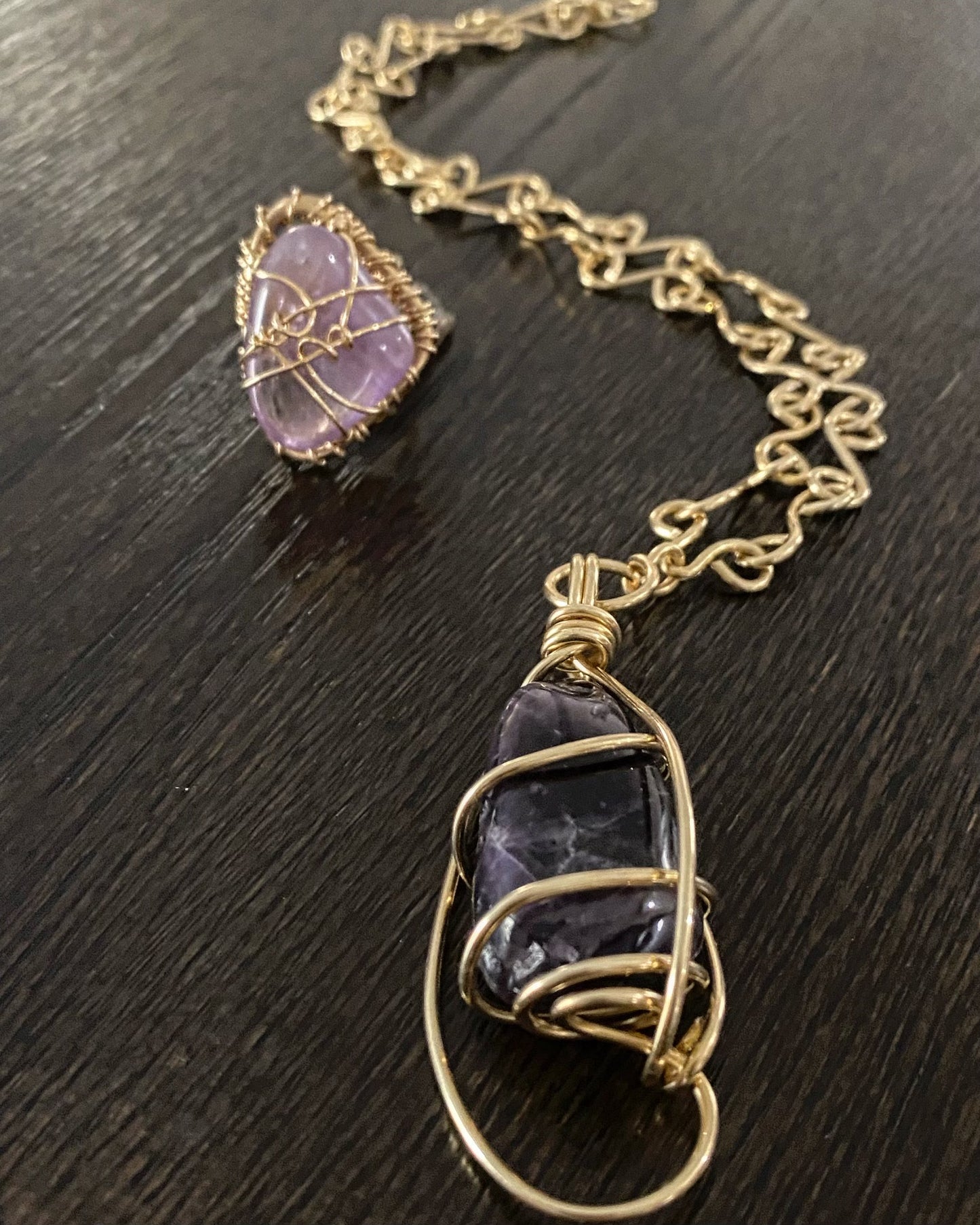 BRONZE+AMETHYST RING