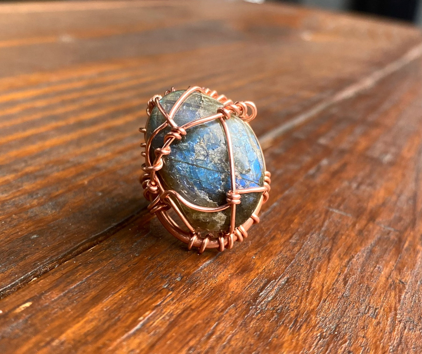 COPPER+LABRADORITE RING
