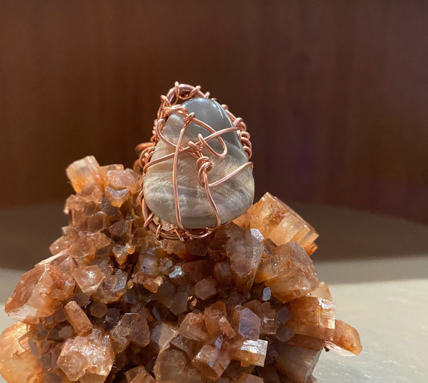 COPPER+MOONSTONE RING